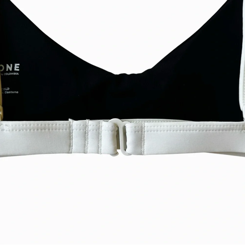 Free People Black and White Contrast Sport Bikini TOP